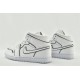 Air Jordan 1 Mid Iridescent Reflective White CK6587 100 Womens And Mens Shoes